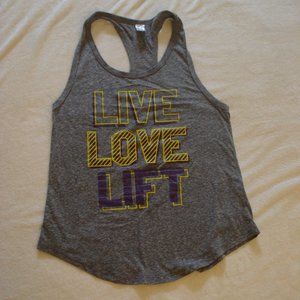 Grey Live Love Lift racerback tank top